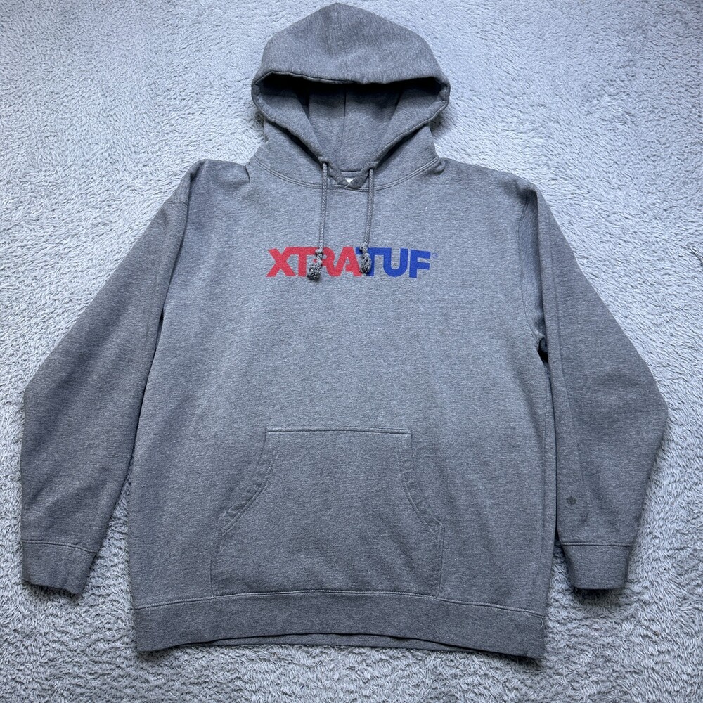Xtratuf Hoodie Mens XL Gray Spellout Logo Pullover Sweatshirt Heavy